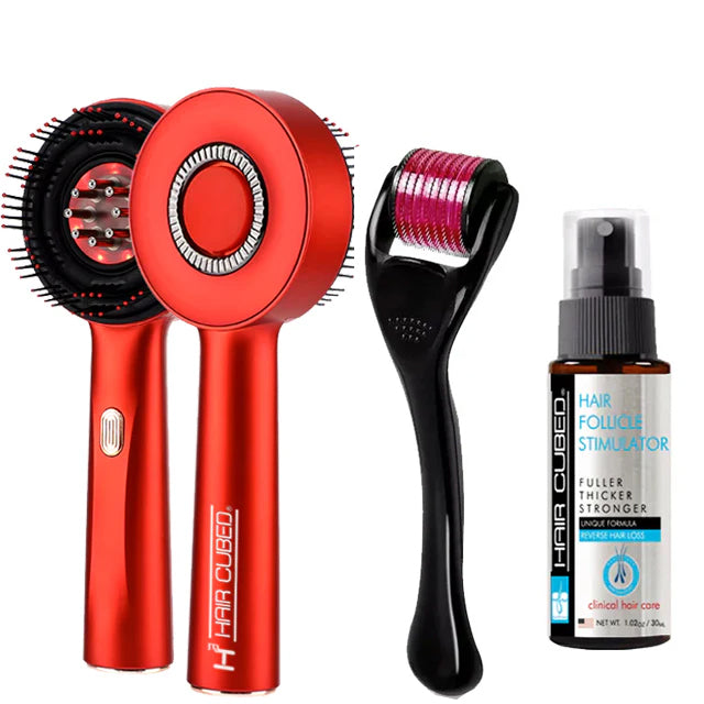 Laser Light Vibration Brush Therapy + Hair Follicle Stimulator Formula + Microneedling Hair Device