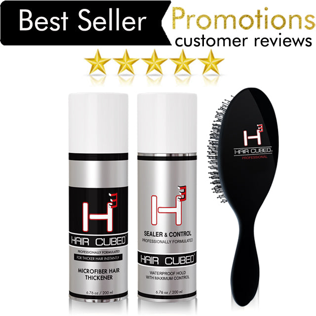 HairCubed® Micro Hair fiber Spray + Sealer & Control Spray + Ionic Energy Brush