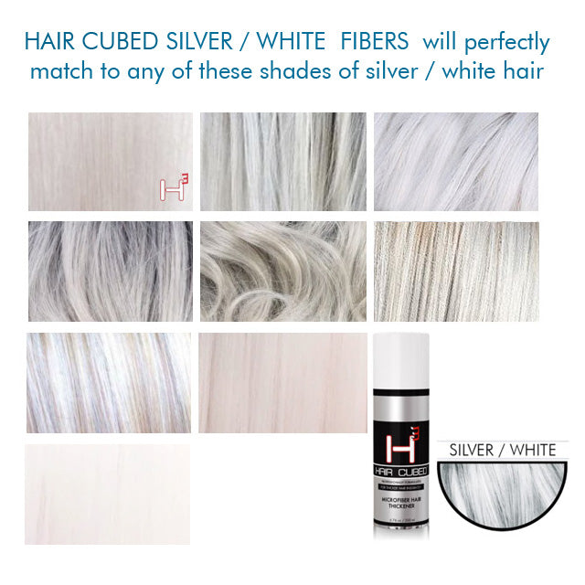 HairCubed® Silver / White Fiber waterproof , Natural Color HAIR CUBED INC